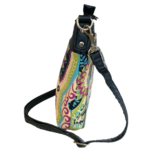 SPARTINA 449 LEATHER & NEEDLEPOINT CROSSBODY BAG - Picture 4 of 7